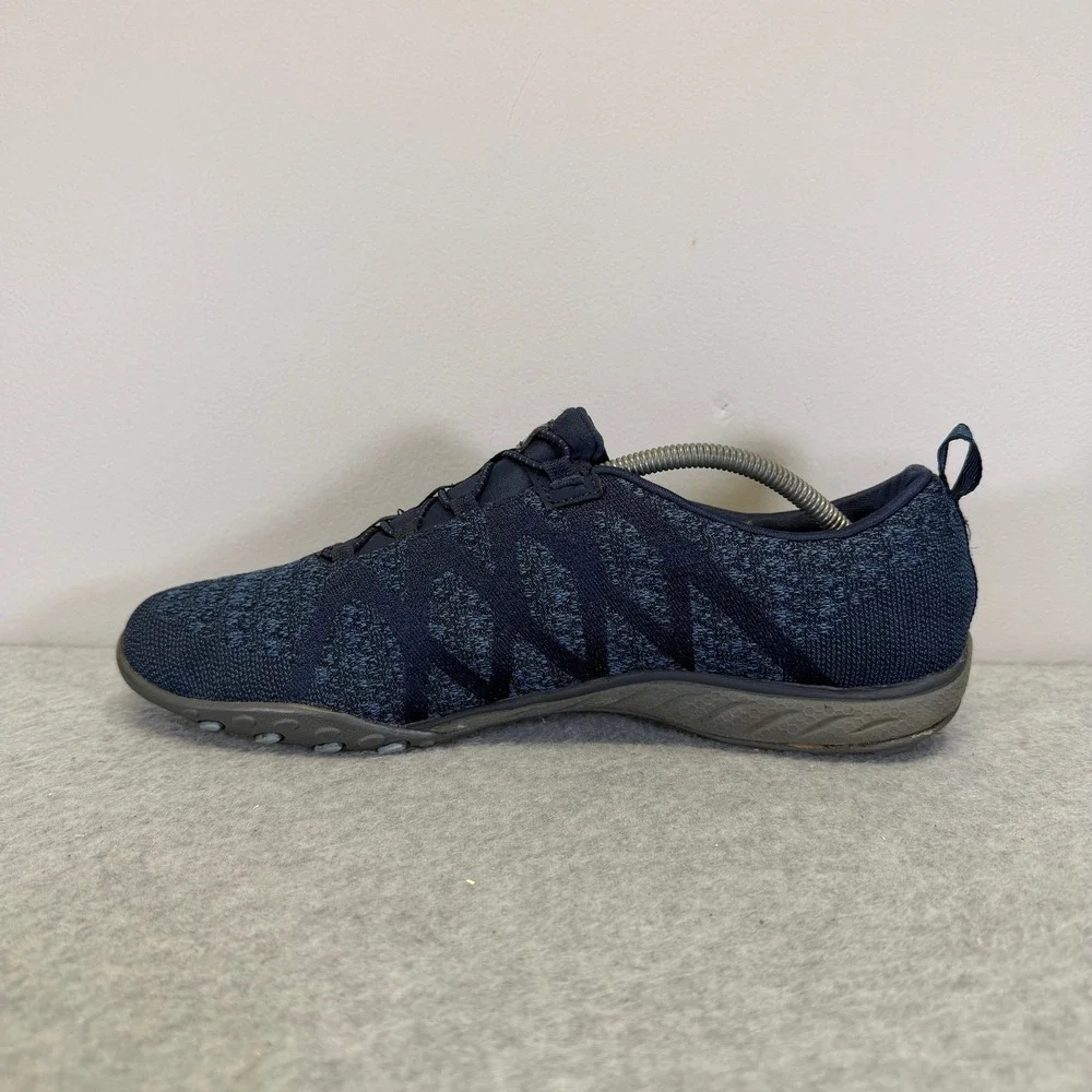 Skechers Shoes Womens Size 10 Navy Blue Knit Slip On Bungee Sneakers 100301